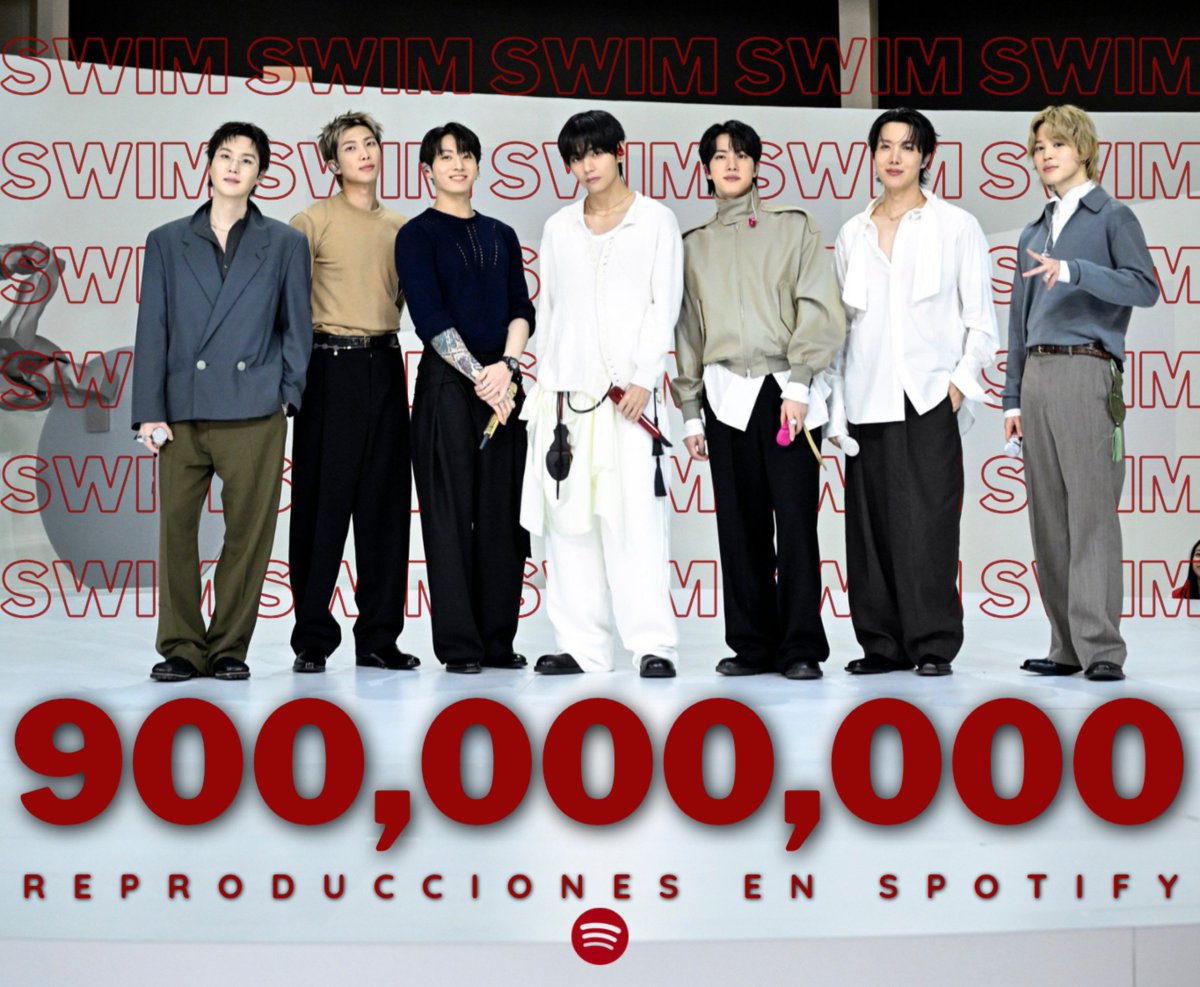 BB_Votaciones's tweet photo. INFO📈
@BTS_twt
“SWIM” ha superado 900 MILLONES de reproducciones en Spotify
↪ #SWIM se convierte en la única canción del 2026 en alcanzar esta cifra
↪ #BTS_SWIM es la 8va canción de BTS en llegar a este hito
🔗https://t.co/XD5ZvyO792
#SWIM900M #BTS #방탄소년단 https://t.co/c6fj5AWN8w