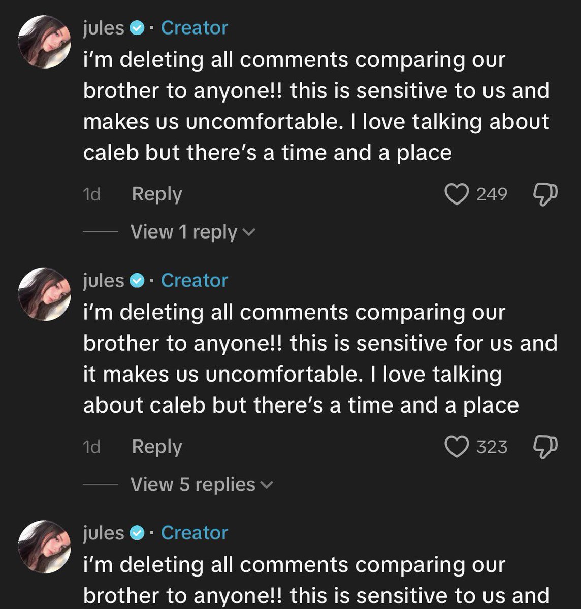 C0URAGEHIGH's tweet photo. @tehelaibatehe @hfelinlou no, tiktok just flagged them. you can find them by scrolling all the way to the bottom of the comments https://t.co/nuCBmb9ozv