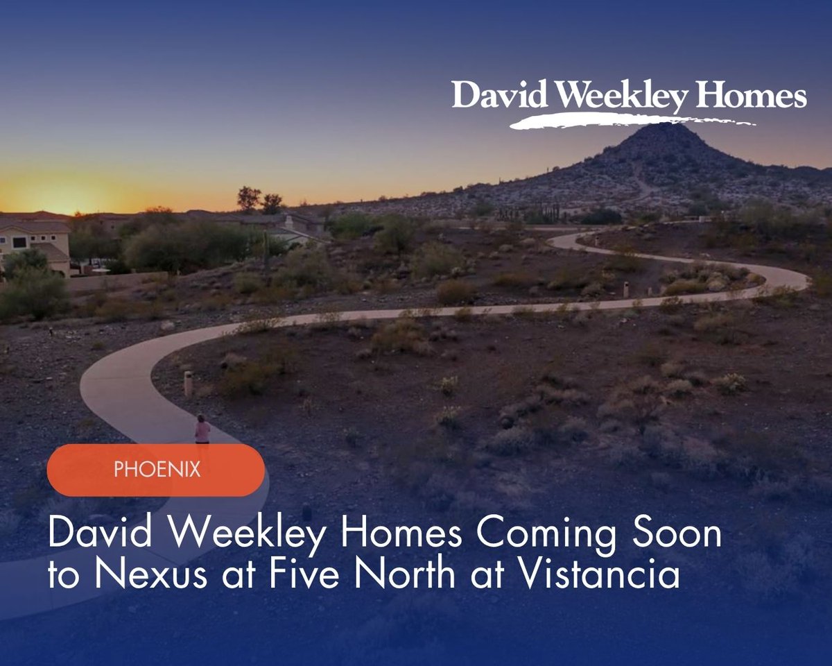 DavidWeekley's tweet photo. Two new ways to live in Vistancia are coming to Peoria, AZ. Choose from single-family homes or townhomes at Nexus at Five North, with parks, a pool and trails close to home. Learn more: https://t.co/xd6QVqH2Sx #PeoriaAZ #Vistancia #DavidWeekleyHomes https://t.co/caBSUnaPdC