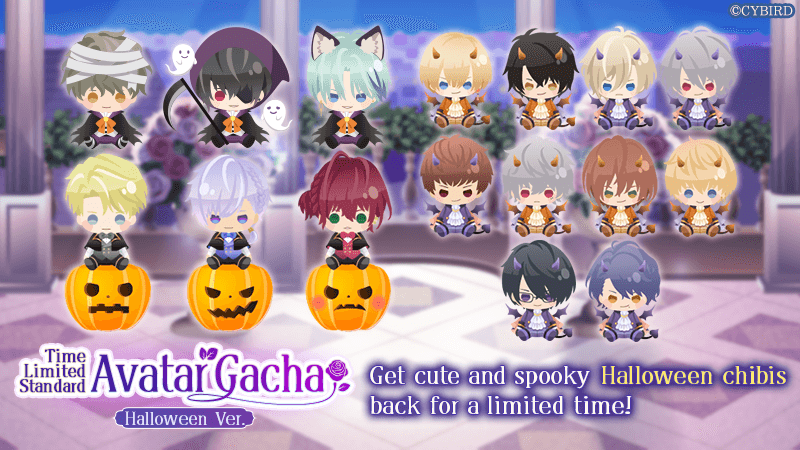 ikepri_en's tweet photo. Halloween Version of the Standard Avatar Gacha is back again!

Get your princes dressed up in adorable Halloween costumes 🎃🖤

#ikepri #otome https://t.co/hi0sE6gjPw