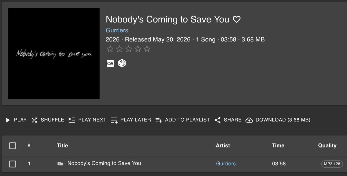 ImContreras's tweet photo. Creo que no les gusto mucho el track 63 de los #ruidOSOS
🎵 “Nobody’s Coming to Save You” by 🎤 Gurriers
Denle una oportunidad, lo pueden escuchar en cualquier lugar, y dispositivo.
🔊 Escucha el Track 63: https://t.co/1W2qefPYXh https://t.co/2yMw48eZNw