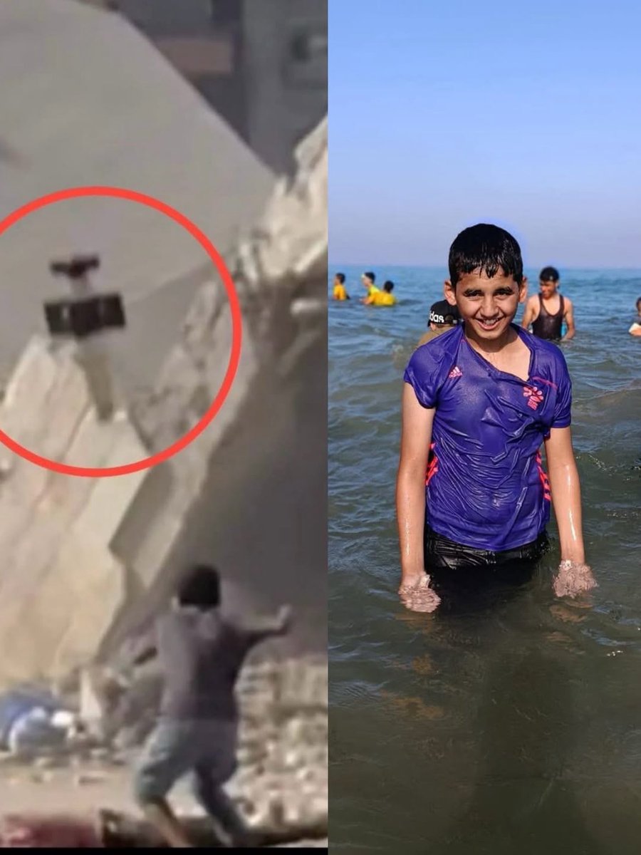 gazanotice's tweet photo. 🚨 HORRIFIC CRIME TODAY: Israeli forces struck a paramedic in Gaza, then struck the child, Mohammed Al-Zainati, who ran toward him to help‼️

One strike was not enough. The child was targeted as he tried to save a wounded paramedic.