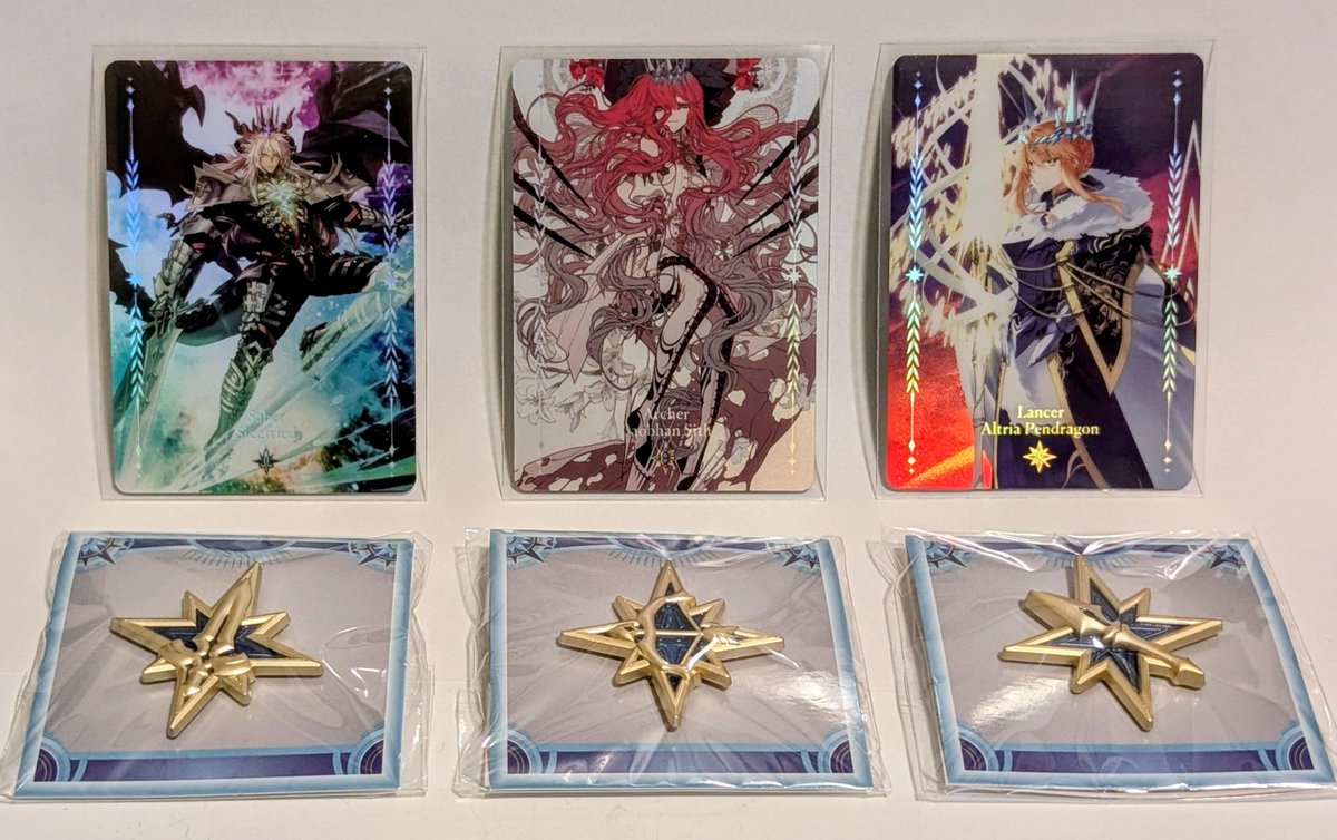 GhostsParticle's tweet photo. Being able to get all the Grand Class pins and Grand Servant art cards in the Fate/Grand Order exhibition -stargazer- was a real treat. I thought that they would've run out already! https://t.co/d05xd8DOuE