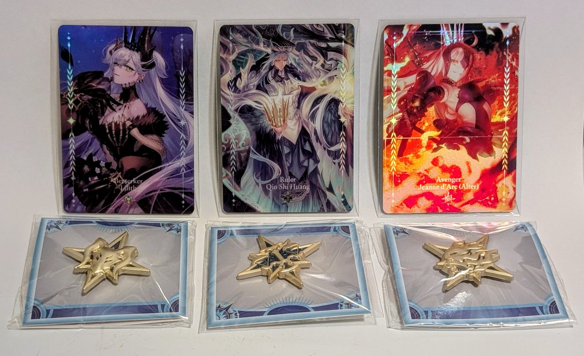 GhostsParticle's tweet photo. Being able to get all the Grand Class pins and Grand Servant art cards in the Fate/Grand Order exhibition -stargazer- was a real treat. I thought that they would've run out already! https://t.co/d05xd8DOuE