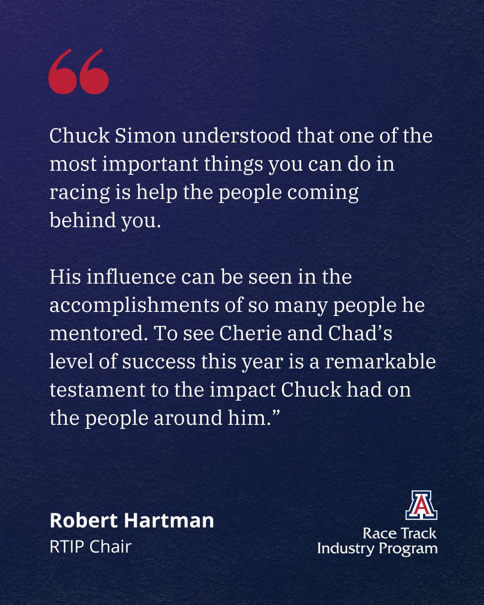 UA_RTIP's tweet photo. We have named the late Chuck Simon as the recipient of the 2026 John K. Goodman Alumni Award, recognizing his contributions to Thoroughbred racing and, most importantly, the lasting impact he had on the people he mentored.

🔗 https://t.co/byNf64yao6 https://t.co/zuRJGXLqTN