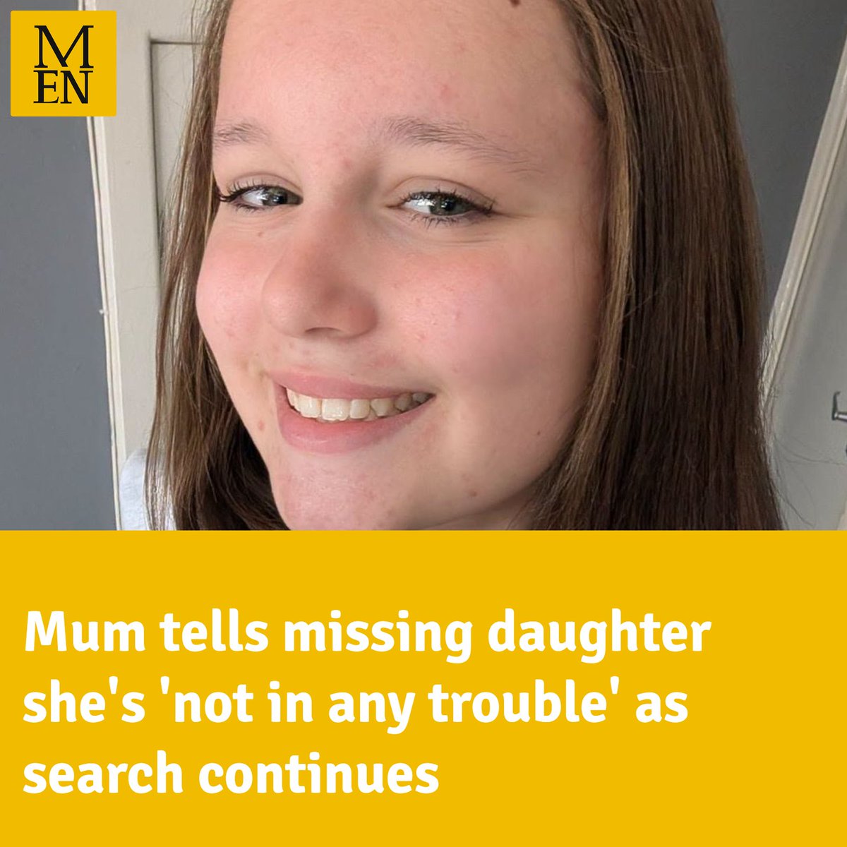 MENnewsdesk's tweet photo. The mum of a missing girl from Bolton has issued a heartfelt plea for her daughter to 'come home'. Lillia has been missing from Bolton since Friday (September 11).

The 13-year-old was last spotted at Piccadilly Gardens bus station just before 11pm that evening.

Lillia is described as, 5 foot 5 inches tall, with a slim build, brown hair and glasses. She was last seen wearing a black zip-up hooded top, light blue baggy jeans and a black Nike backpack.