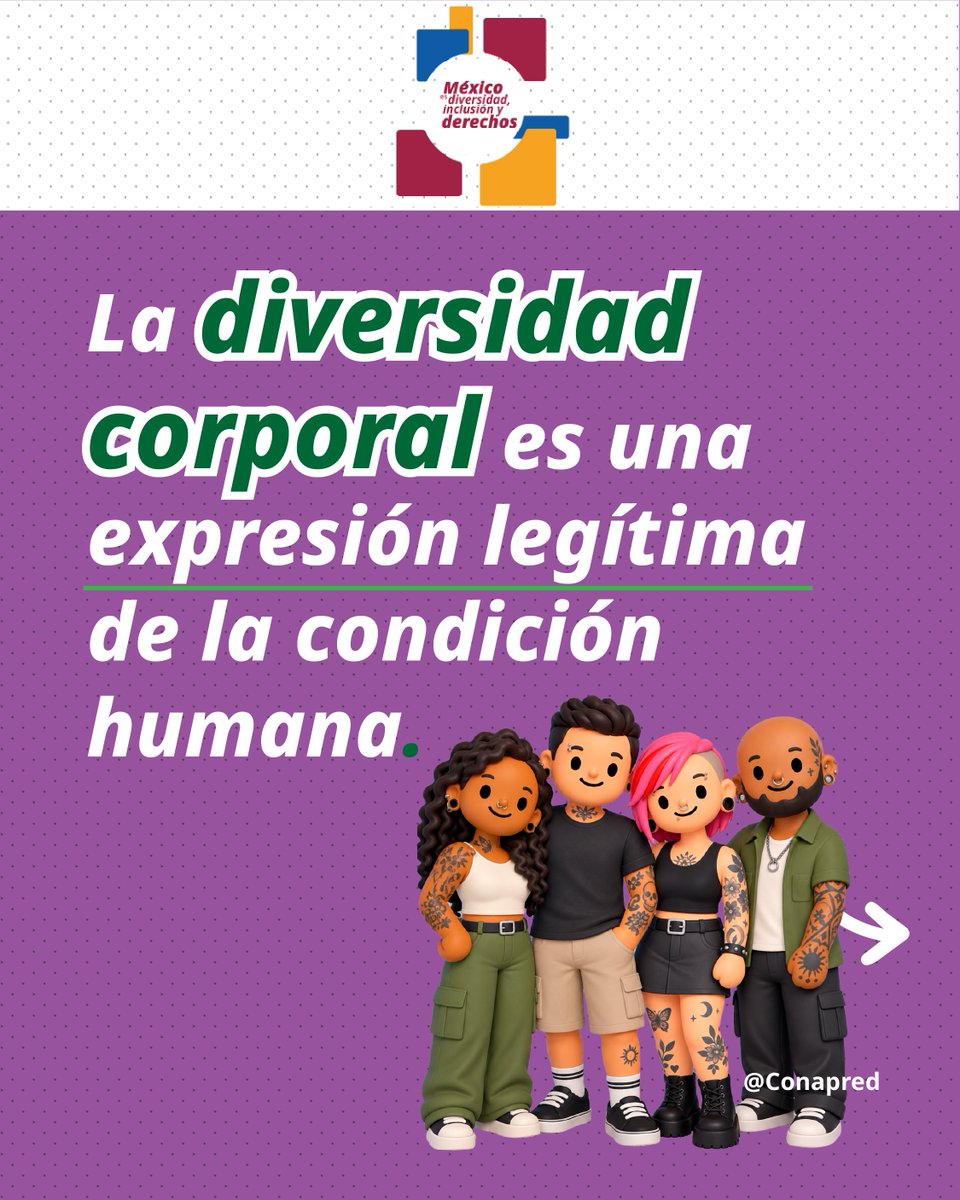 CONAPRED's tweet photo. Reconozcamos la diversidad. Todos los derechos para todas las personas. 

#DiversidadCorporal https://t.co/Ty1DKvapg2