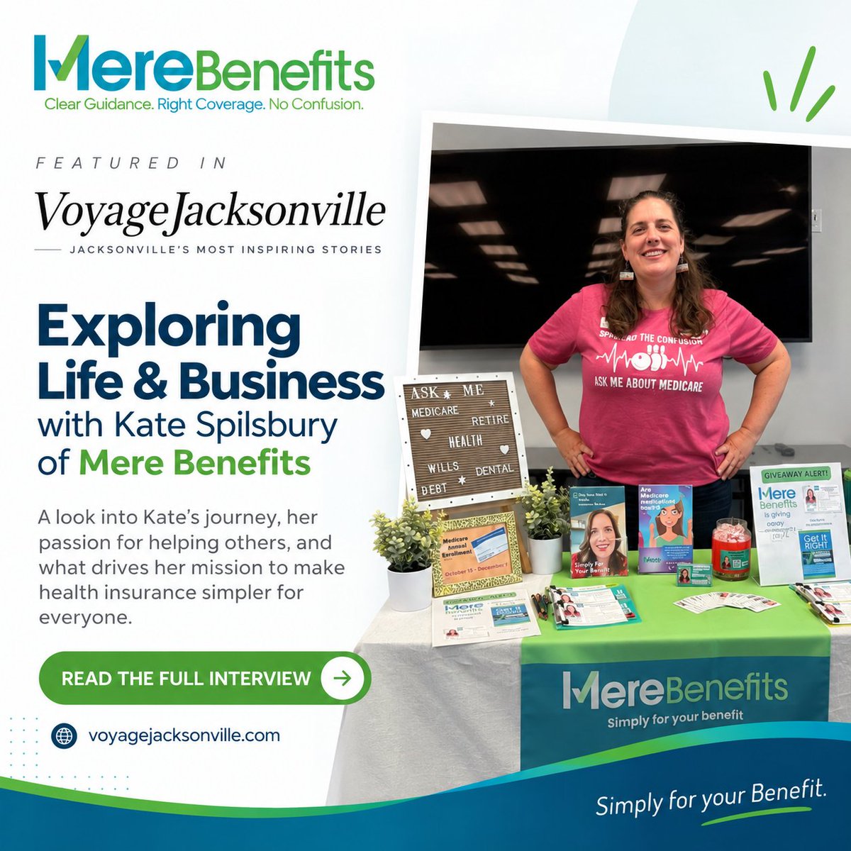 MereBenefits's tweet photo. We’re excited to share that our founder, Kate Spilsbury, was recently featured by VoyageJacksonville! 💙💚

Kate shares her journey, the story behind Mere Benefits, and her passion for making health insurance easier to understand. 📖 Full interview link in the replies! https://t.co/tjagG6IhUV