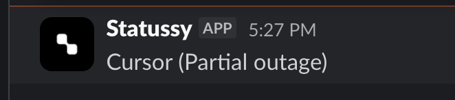 colinbreeding's tweet photo. 🚨 Cursor is currently down!!

I found out about this right away using a free tool that I built called Statussy

You can save your services in your stack and send email/webhook alerts when a service in your stack goes down

Free and open source. Click below to check it out https://t.co/4FXjclU26p
