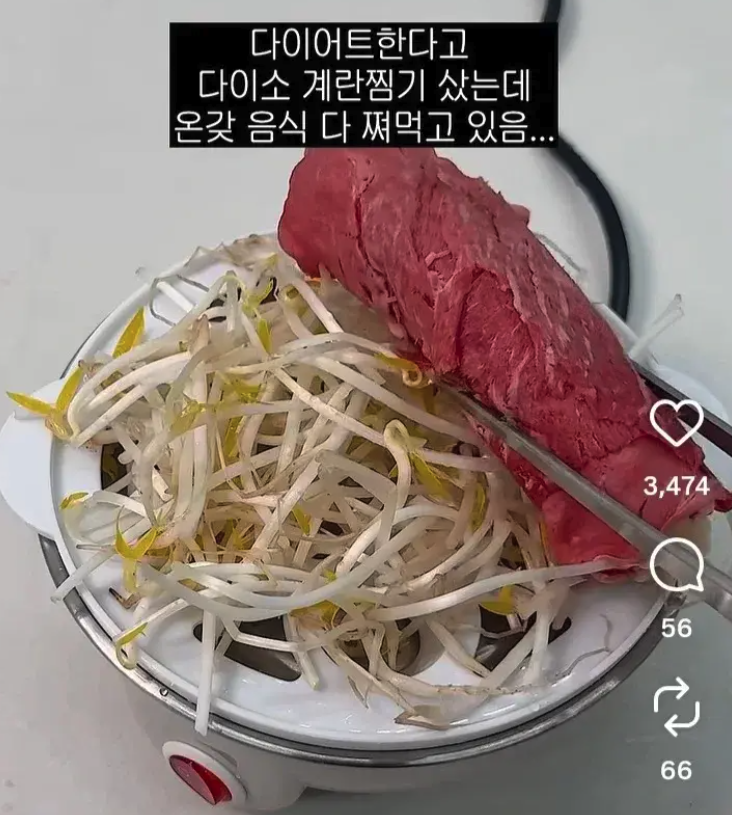 1114's tweet photo. 다이어트한다고 다이소에서 계란찜기 사온 사람 https://t.co/FLmnoKK8MX