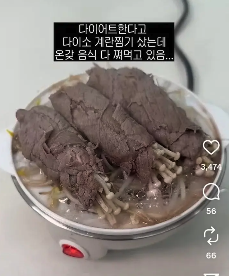 1114's tweet photo. 다이어트한다고 다이소에서 계란찜기 사온 사람 https://t.co/FLmnoKK8MX