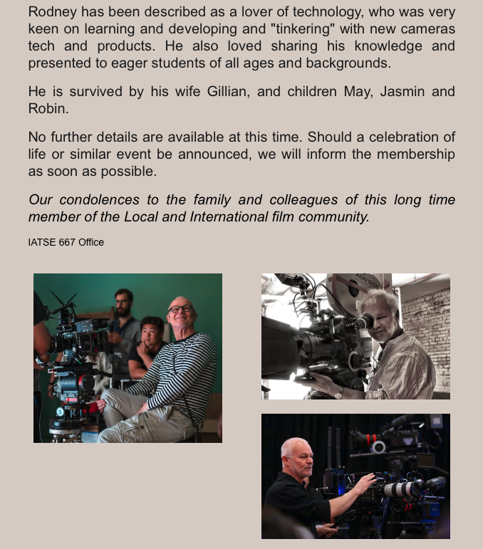 joncassar's tweet photo. Sadly we've lost another 24 Family member yesterday, Rodney Charters. He'll be missed by family and friends and anyone and everyone who were lucky enough to spend time with him, watching him work, tell a story or explain why the last Mac upgrade will change your life. Condolences to his family. Rest in Peace Sir, you left your mark.