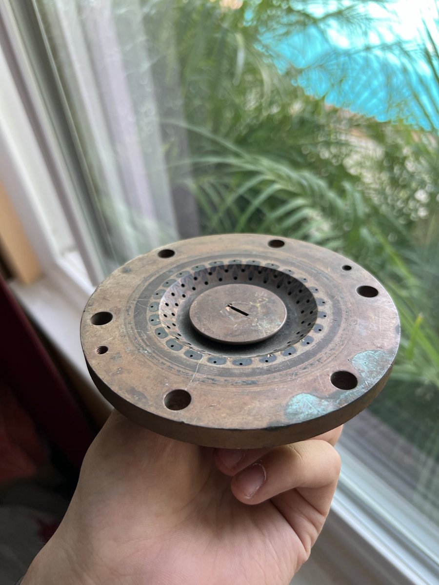 EvridgePope's tweet photo. @Johnmcelhone Don’t tell them about the other place in LA you can buy old space hardware. If they know ball enough they’ll find it. I got this Mercury Redstone turbopump injector there. https://t.co/PHV2ysUgVT