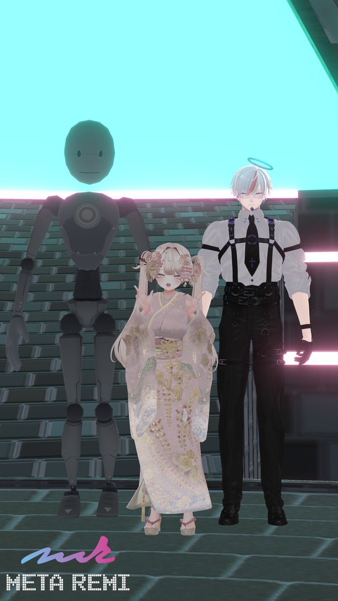 YUMERIKUN's tweet photo. おはよ～！ 
ゆうさんとひこにいとのスリーショット！

#おはようVTuber https://t.co/DUvFVgDWdV