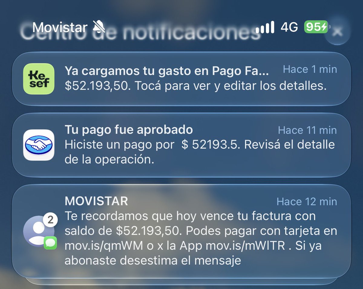 gonahmias's tweet photo. Ya está disponible para iOS y Android 🚀 

Miren esto, ayer me llegó mensaje que se vencía mi factura de Movistar. Pagué por Mercado Pago y a los 10 minutos ya estaba cargado automáticamente en Kesef. Un espectáculo!

Lo prueban y me cuentan? https://t.co/5BPAQEWQSS
