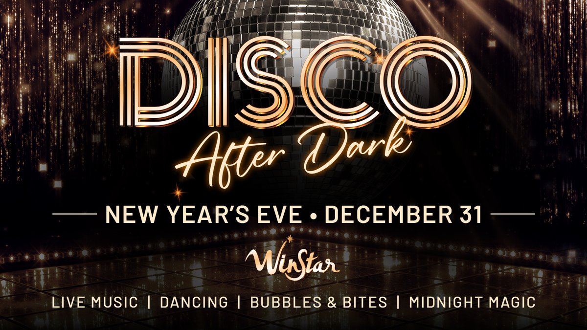 WinStarWorld's tweet photo. Get ready to dance into 2027. ✨  

DISCO AFTER DARK is taking over the WinStar Convention Center on Dec 31 for a New Year’s Eve celebration featuring a live band, DJ, food, dancing and more.  

Tickets coming soon: https://t.co/9B3veljRyw https://t.co/TGboRyBdAN
