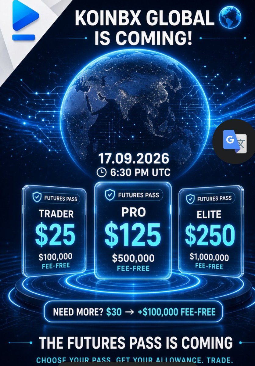 tamim_cryptoo's tweet photo. THE WAIT ENDS TOMORROW.

KoinBX Global goes live  17.09.2026 | 6:30 PM UTC. 

Futures traders: stop bleeding fees on every click.
Pay once. Trade inside your allowance. Keep more.

🎫 KoinBX Futures Pass
🔥 TRADER — $25 → $100,000 fee-free volume
💥 PRO — $125 → $500,000 fee-free volume
👑 ELITE — $250 → $1,000,000 fee-free volume
Need more?
$30 → +$100,000 fee-free volume.

No VIP grind.
No volume targets.
Choose the Pass. Unlock the allowance. Trade.
One day left.
Follow @KoinBXGlobal so you don’t miss the open.