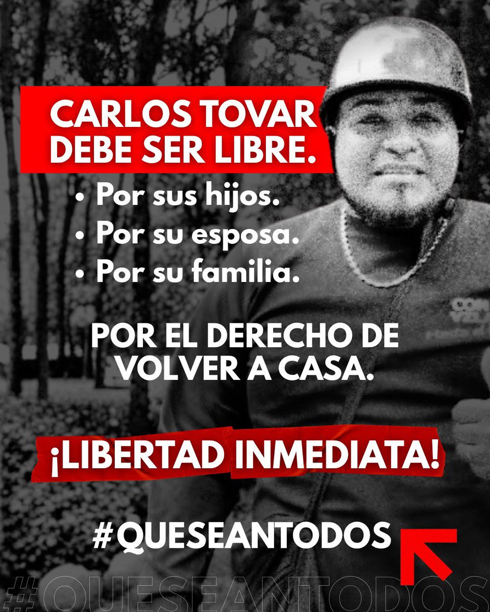Vente_Chacao's tweet photo. Carlos Tovar no pudo despedir a su padre.

Mientras su familia enfrenta este dolor, Carlos permanece preso por razones políticas.

El régimen le arrebató incluso la posibilidad de estar junto a su padre en uno de los momentos más difíciles de su vida.

#LiberenACarlosTovar https://t.co/soOAewb54X