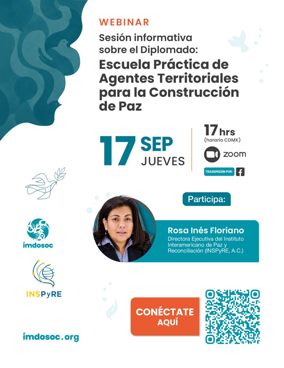 imdosoc's tweet photo. ¿Cómo puede tu equipo fortalecer su trabajo por la paz en su territorio?
Conoce la Escuela Práctica de Agentes Territoriales para la Construcción de Paz en México

📆 Juev 17 sep
🕔 17:00 h (CDMX)
Zoom: https://t.co/jC5D5uO334
Conéctate, conoce la propuesta y trae tus preguntas. https://t.co/GuKA4XrxYf