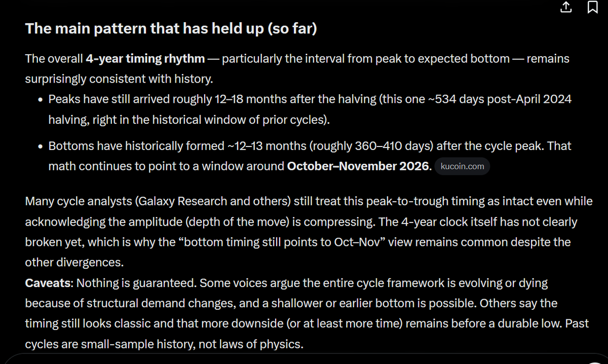 KodinglsFun's tweet photo. @cryptomatt1983 @mikeneder The 4yr cycle has held up surprisingly well (timing-wise) which, using historical data, puts that timing right around Oct-Nov.

However, since the structure is changing it's entirely possible the bottom is already in, but statistically unlikely.

Either way, bull incoming soon. https://t.co/3fa8Pjad9i