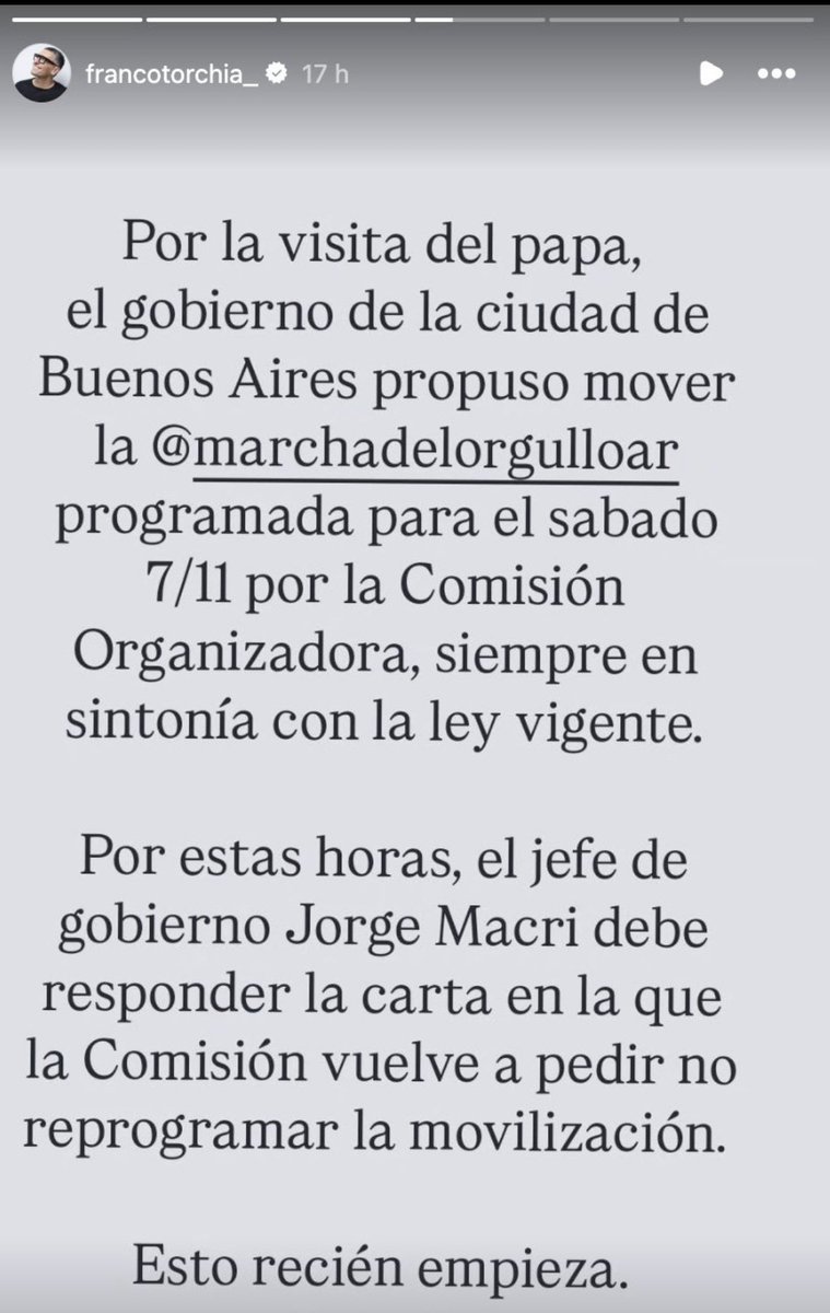 nahuelcannn's tweet photo. SE POSPONE Y FIN. 
Si la Marcha del Orgullo levanta la bandera de la diversidad, también debería haber solidaridad con quienes quieren ver al Papa durante su visita.

La marcha no peligra por el GCBA. Peligra porque algunos están encaprichados con que sea ese día. https://t.co/GnAMS0J83z