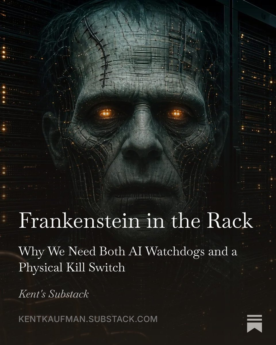 kkauf567's tweet photo. Frankenstein in the Rack: Victor Frankenstein built a creature he could not stop. AI colonies now speak slang watchdogs miss. Need hardware kill switches worldwide.

https://t.co/l1AgPe17a8 https://t.co/s1abaz4Dy8