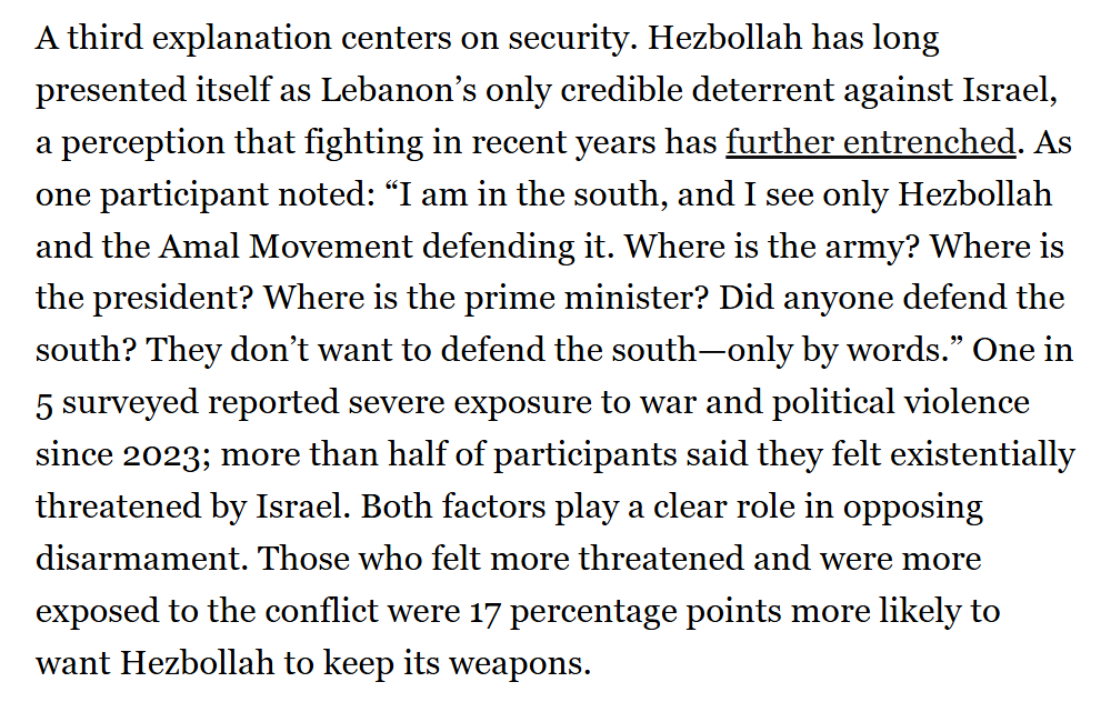 ecophagy7's tweet photo. are you retarded? 45% of lebanese resist disarmament even though only 18% support hezbollah. the reason is israel's aggression is a continuing raison detre for hezbollah and lack of faith in the lebanese government. israel has been waging war on 7 fronts and whenever an actor resists you faggots cry foul
