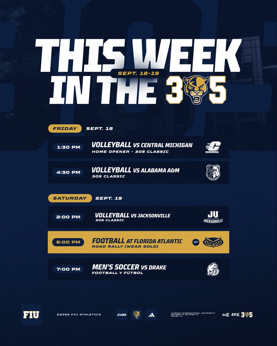 FIUAthletics's tweet photo. Panther Nation, your weekend starts here. ⬇️🐾 https://t.co/lhBsFxcR6z