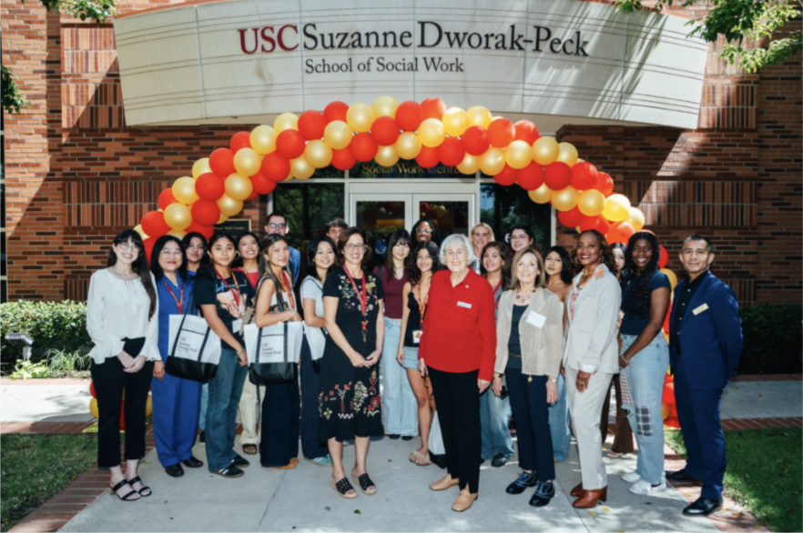 USC's tweet photo. USC's Suzanne Dworak-Peck School of Social Work has launched a new Bachelor of Social Work program. This degree is designed to address the behavioral health workforce shortage in California and help students build meaningful careers. Read here: https://t.co/8aEJv2wXe0 https://t.co/cYDae2Sx4D