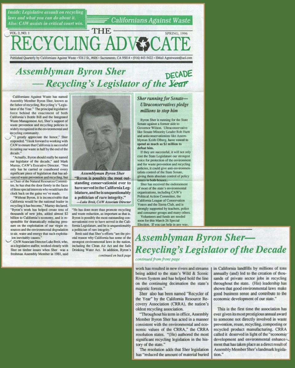 cawrecycles's tweet photo. CAW Executive Director Mark Murray on the passing of environmental icon Senator Byron Sher: https://t.co/Pjbb9ciH2u https://t.co/QlHCu9MXo9