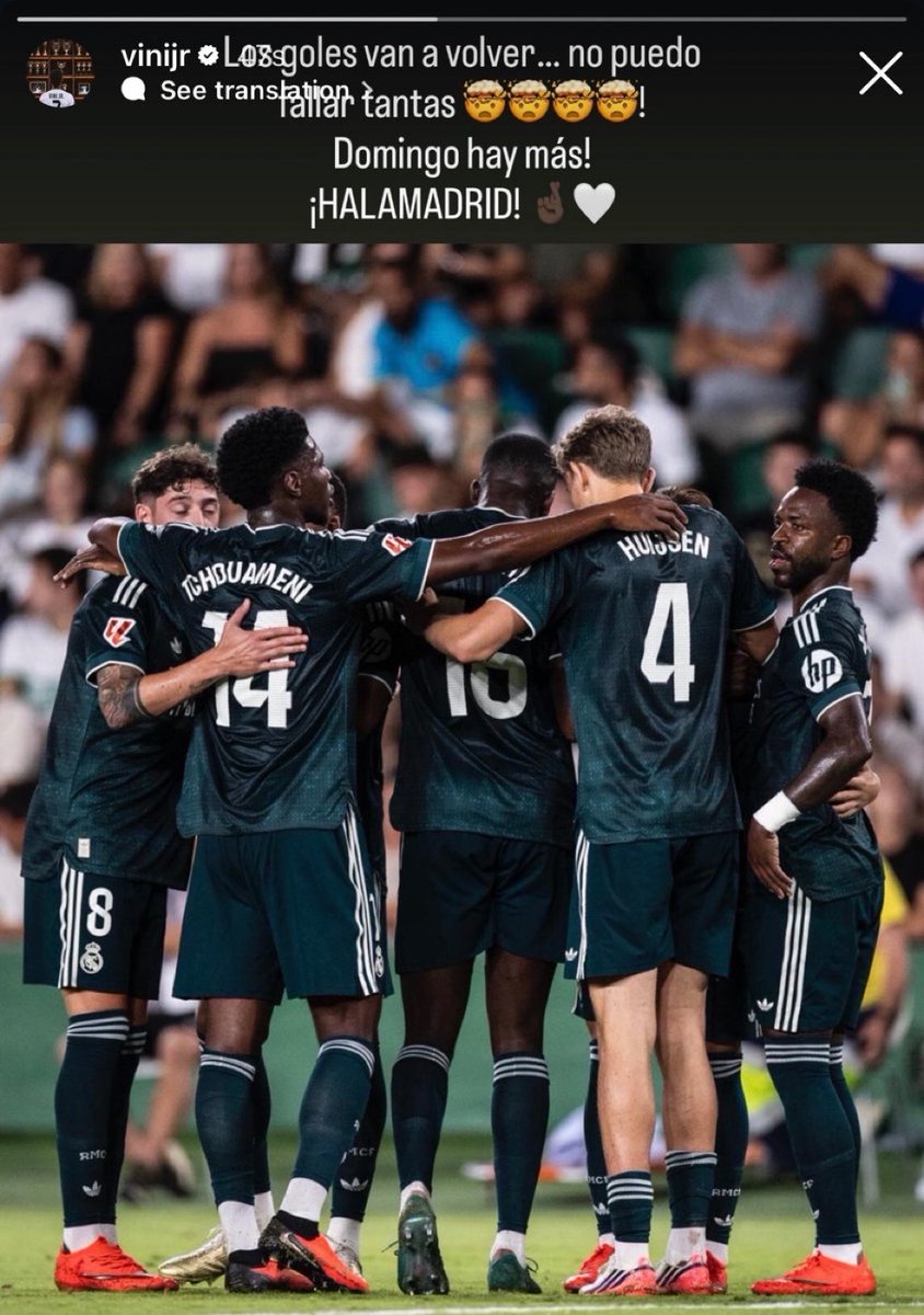 MadridXtra's tweet photo. 🚨 Vini Jr. on IG: “THE GOALS WILL RETURN.

I CANNOT miss so many.

Sunday, there will be MORE.

HALA MADRID!” https://t.co/QMAnX6Hd8K
