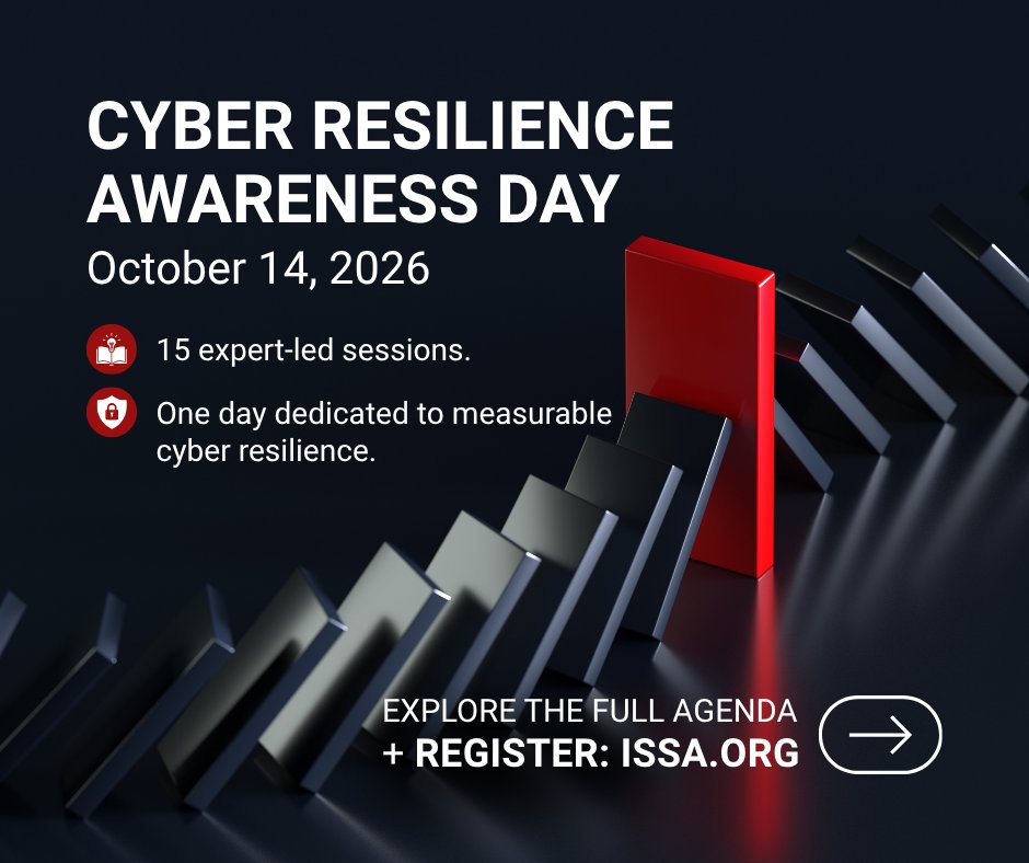 ISSAINTL's tweet photo. What does measurable cyber resilience look like? 🤔 Join us on Oct 14 for Cyber Resilience Awareness Day! Dive into 15 sessions on enhancing resilience in people, processes, and tech. 

👉 Secure your spot: https://t.co/J9wyJpPFxL 

#CyberResilience #CyberSecurity #AwarenessDay https://t.co/IxXd8prSPt