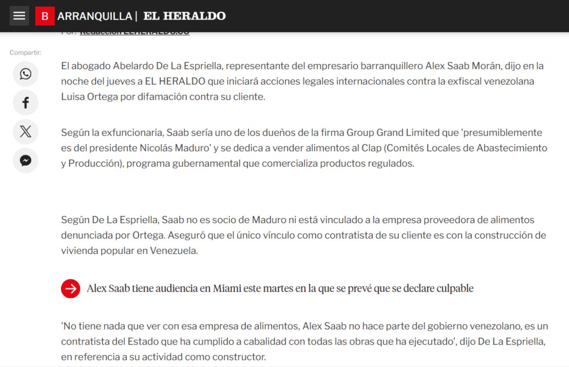 robertodeniz's tweet photo. Que la sentencia contra Alex Saab sea por el caso de los CLAP tendrá más implicaciones con el correr del tiempo. El expediente se refiere en detalle a Group Grand Limited, empresa que descubrimos en @ArmandoInfo . Abelardo de la Espriella, entonces abogado estelar de Saab y hoy Presidente de Colombia, declaró en agosto de 2027 al @elheraldoco que Saab "no tiene nada que ver con esa empresa de alimentos"