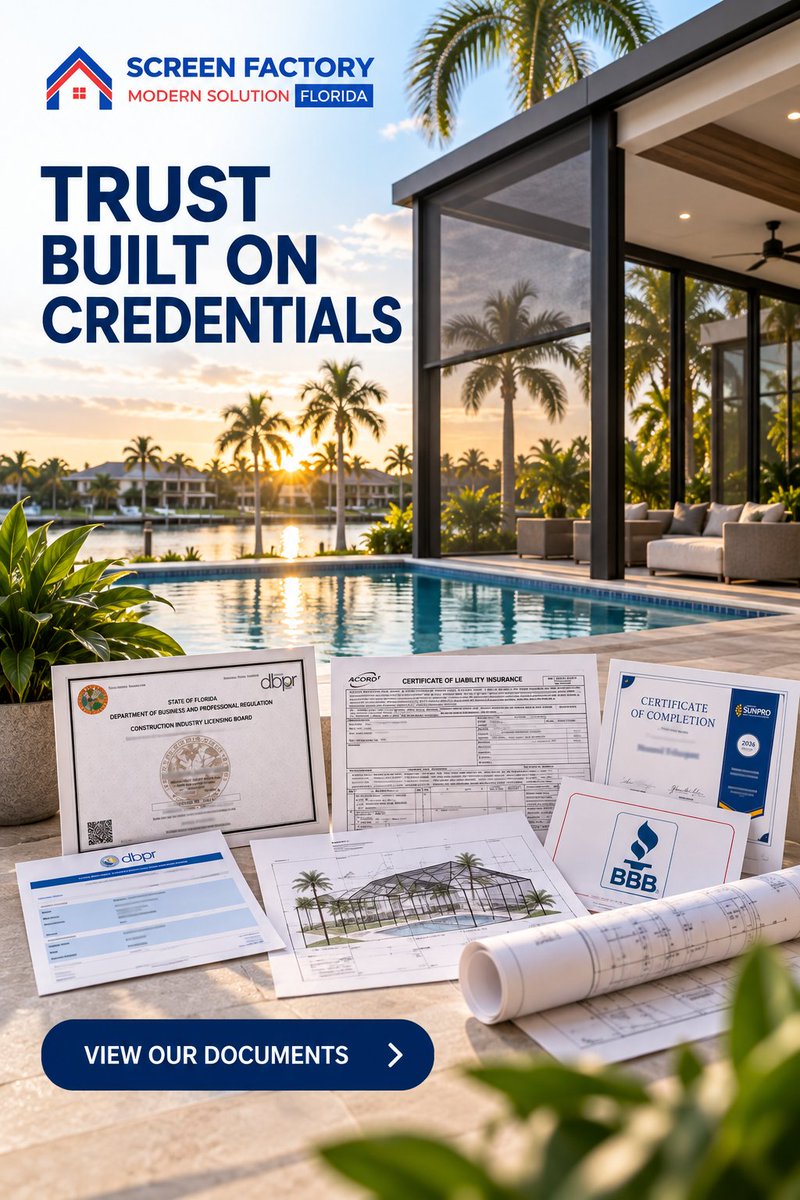 FactoryScreen's tweet photo. Before hiring a contractor, check what stands behind the company. 🔎
Screen Factory Florida is licensed and insured — and our credentials are available online for you to verify.
Trust your home to a company you can actually check.

📞 941-259-4210

https://t.co/U6O1cUwklH https://t.co/kZ2fqpR3Z7