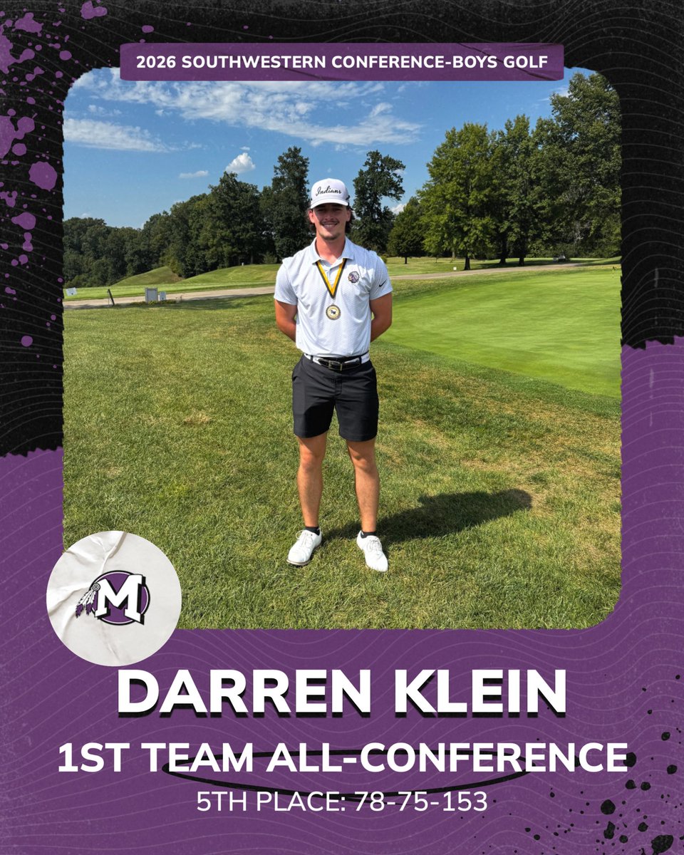 MHSIndians_Golf's tweet photo. A solid Day 2 at the SWC Tournament! We improved by 10 strokes from Round 1 and finish in 5th place as a team. Congratulations to @darrenklein24 for his 5th place individual finish and 1st Team All-Conference honors! #GoIndians @MHS19_ATHLETICS https://t.co/ZZTcgknLVh