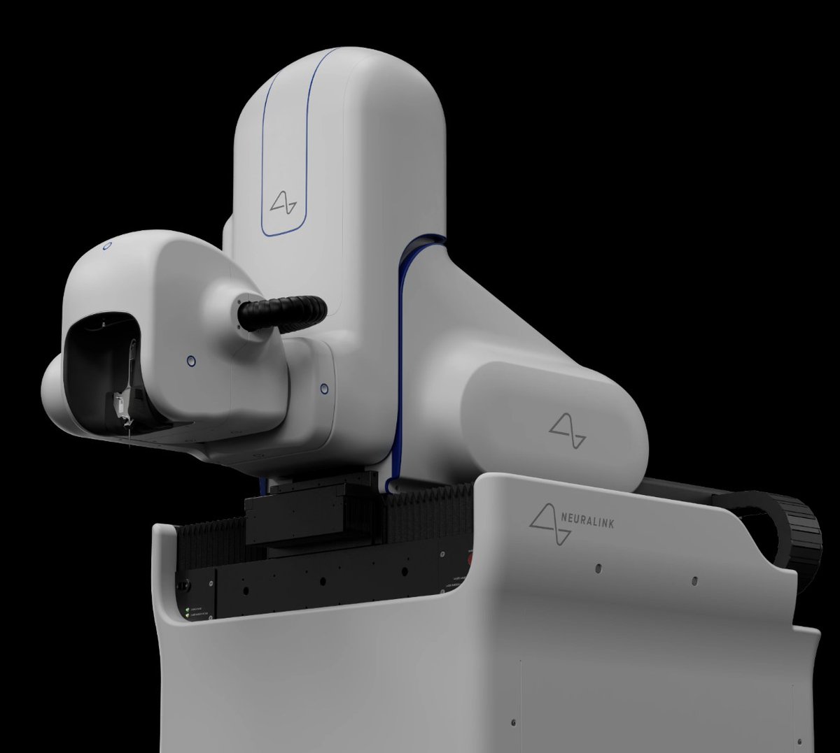 NeuraPod's tweet photo. Neuralink's next human trial will be for their Blindsight product, which is a visual prosthesis that will help the blind see.

The sight will be low resolution at the beginning, but in the future, people will be able to see better than healthy humans.

Neuralink currently has three active FDA clinical trials:
1. PRIME- controlling a computer
2. CONVOY- controlling a robotic arm
3. VOICE- restoration of speech

For Blindsight to work, the neurosurgeon and surgical robot will implant a small chip package into the back of the head, where the visual cortex is located.

Very thin metal wires (shown in the image attached) are carefully inserted by the robot into the brain tissue. These wires each have 8 sensors that pick up the electrical activity of nearby neurons.

The user will wear a pair of glasses that has subtly embedded cameras. The video being captured by the cameras will be streamed to the phone. The phone will use AI to translate that video into information the brain can understand.

That information will be sent from the phone to the Neuralink implant via Bluetooth. At that point, the Neuralink will stimulate neurons in the visual cortex to beam flashes of light that recreate the actual video.

This technology is making science fiction a reality. When I think about Neuralink, one quote keeps coming to mind:

"Any sufficiently advanced technology is indistinguishable from magic." - Arthur C. Clarke
