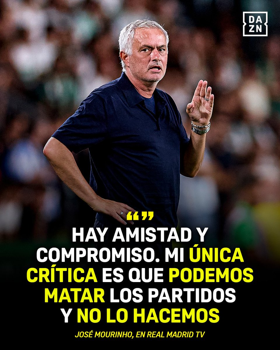 DAZNFutbol's tweet photo. Mourinho solo pide a sus jugadores MÁS EFECTIVIDAD... y se toma a risa lo divertidos que son los partidos de su Real Madrid 😆

#LALIGAenDAZN ⚽ https://t.co/eOKeElAR6u