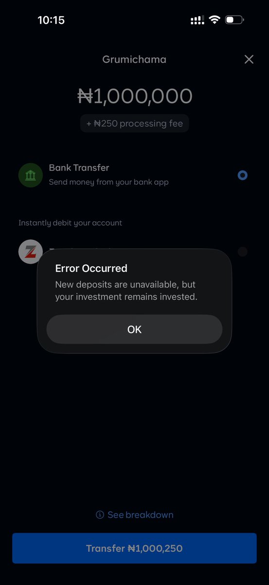 D_future2's tweet photo. @cowrywise @Seydat_O Hi @cowrywise  since yesterday I’ve been having issues making deposits. Kindly look into this https://t.co/YUMZxoBrAH