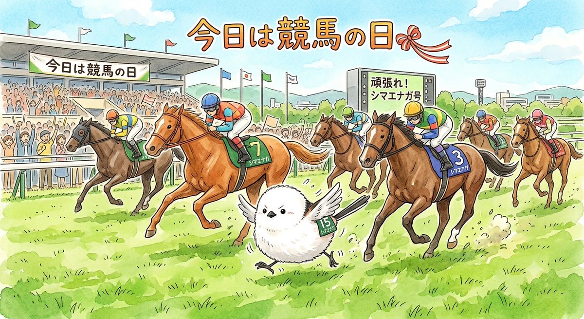 shimaenaga_app's tweet photo. 今日は『競馬の日』です🐣

走れ！シマエナガ！
負けるな！シマエナガ（・▴・）

競馬のゲームも作りたいな🐤

#競馬の日 
#日本中央競馬会発足記念日
#今日はなんの日 https://t.co/BZvmTyc3GU