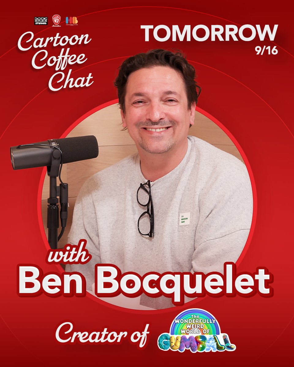 WB_Animation's tweet photo. Time for a chat! ☕ Tune in tomorrow for the premiere of our new podcast, Cartoon Coffee Chat! 🎙️📺 Catch the conversation with #TheWonderfullyWeirdWorldOfGumball creator Ben Bocquelet and host Jessie Juwono on the @warnerbrostv YouTube channel &amp; everywhere you get your podcasts! https://t.co/0PKTaBCsQP