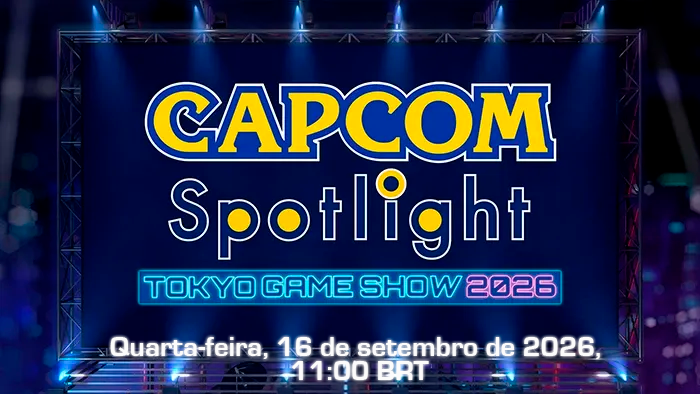CapcomBrasil's tweet photo. 🎮 Esta semana tem Tokyo Game Show 2026!

E a programação começa AMANHÃ com o Capcom Spotlight, uma apresentação de 40 minutos que você poderá acompanhar a partir das 11h (BRT). 👀

Assista aqui: https://t.co/7RueSzhBbC

A transmissão contará com legendas em português do Brasil.

⚠️ O conteúdo pode não ser adequado para todas as idades.

#CapcomTGS2026 #CapcomSpotlight