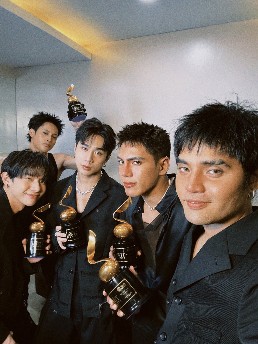 SB19Official's tweet photo. These wins are ours to celebrate together. SLMT, A'TIN! 🏆💙

#SB19 #39thAwitAwards https://t.co/NtEl9nFBof