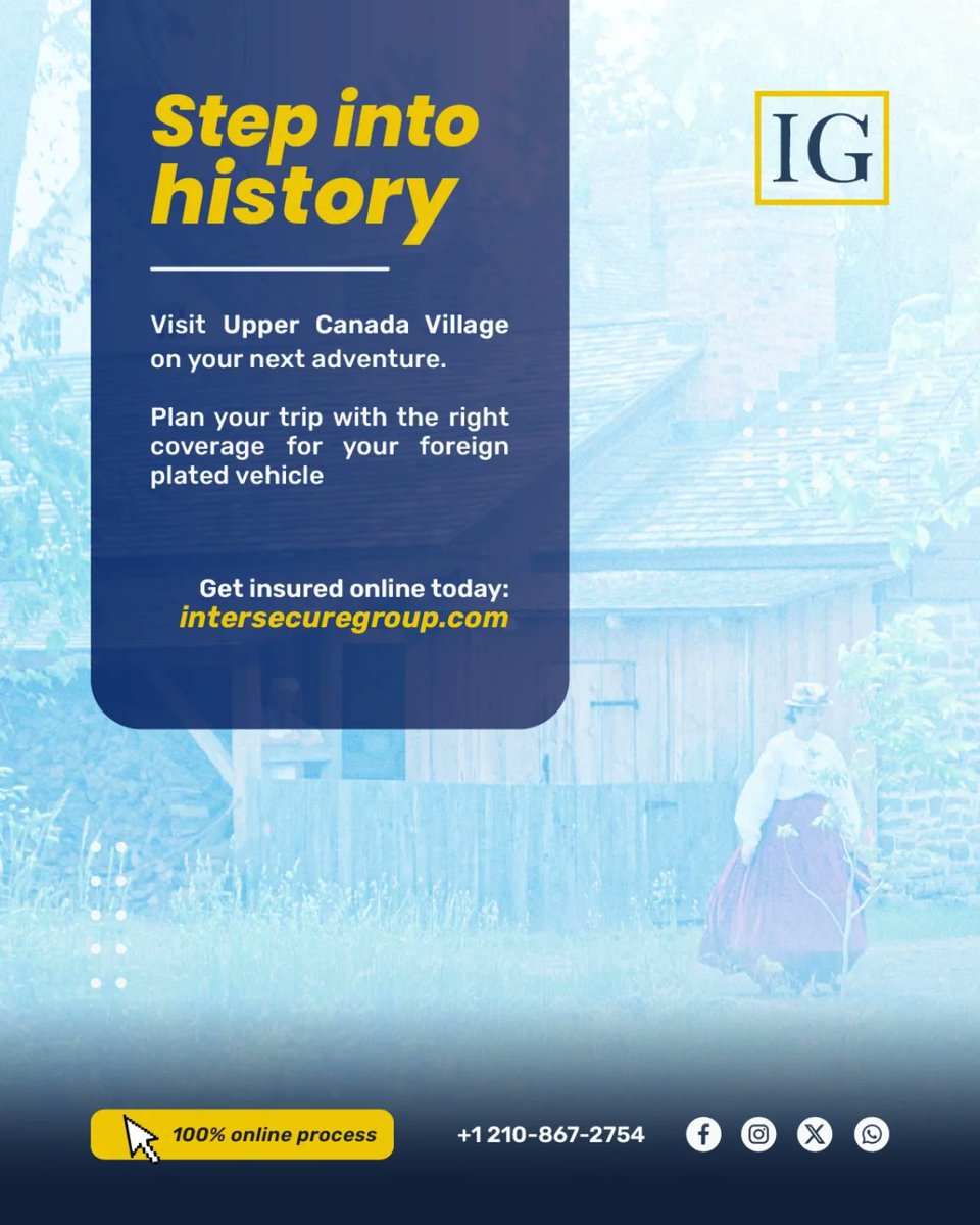 KathieJenaxcc's tweet photo. Step back in time at Upper Canada Village for a unique stop on your Canadian journey. If you’re traveling with a foreign-plated vehicle, make sure you’re covered before you go. https://t.co/biAbT1h6HN