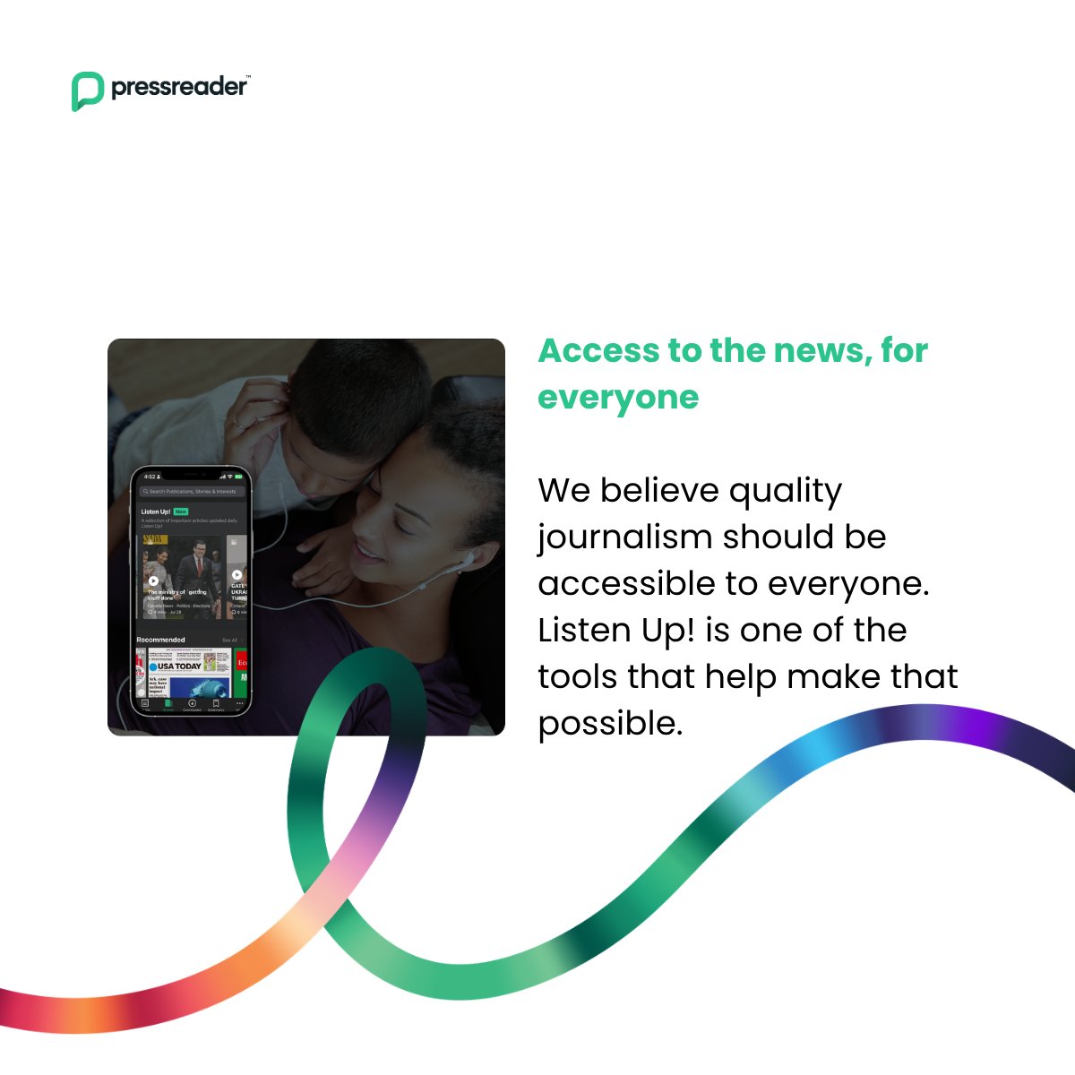PressReader's tweet photo. People access content in different ways, and having options can make a meaningful difference.

This feature spotlight looks at Listen Up!, a tool that gives users another way to catch up on the day's top headlines and supports a more accessible experience. https://t.co/kglAb6nmwc