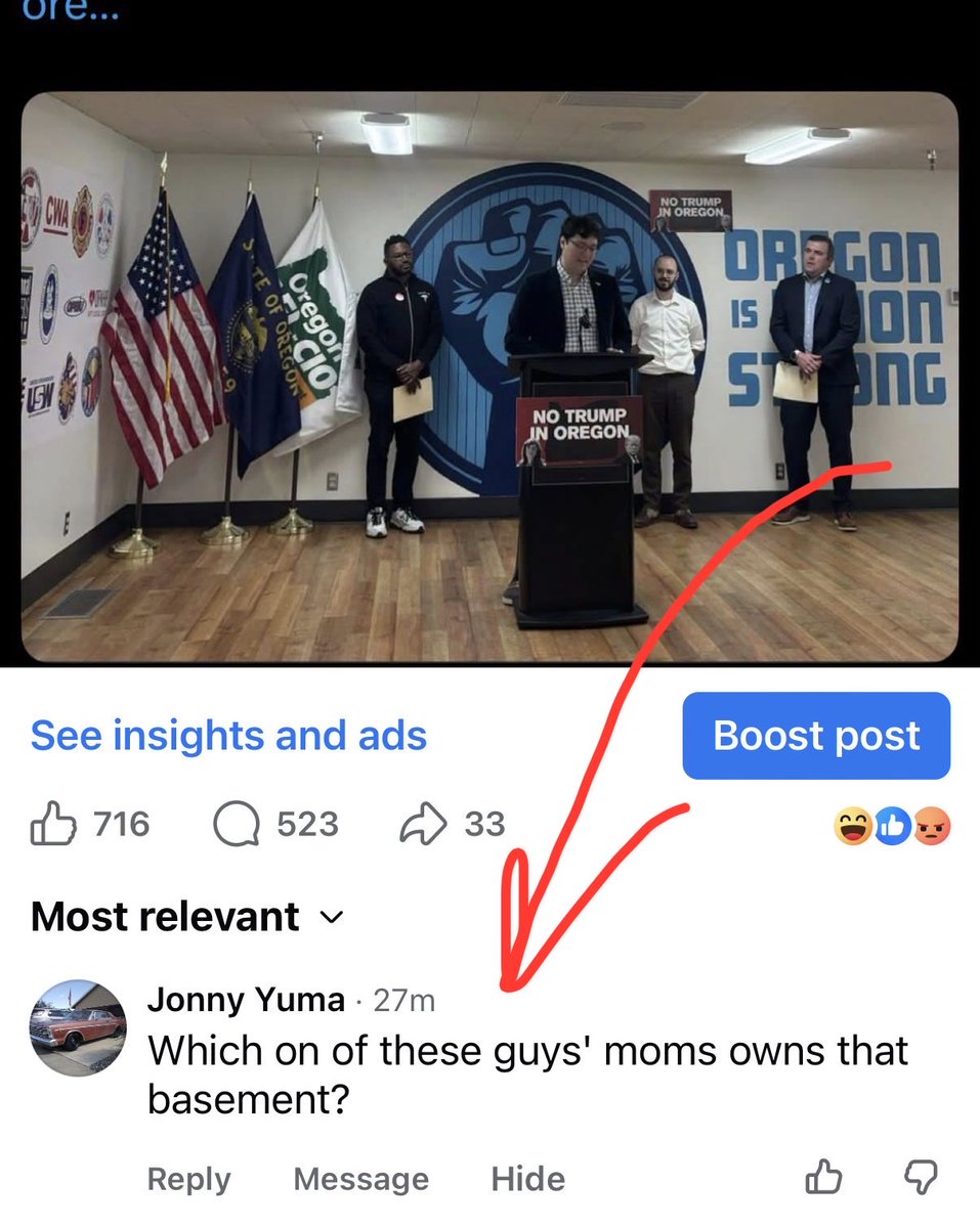 oregoncitizen_'s tweet photo. Posted the “declaration of no Trump
In Oregon tour”…look at this comment 😂🤣 https://t.co/vpwOs4Ow7m