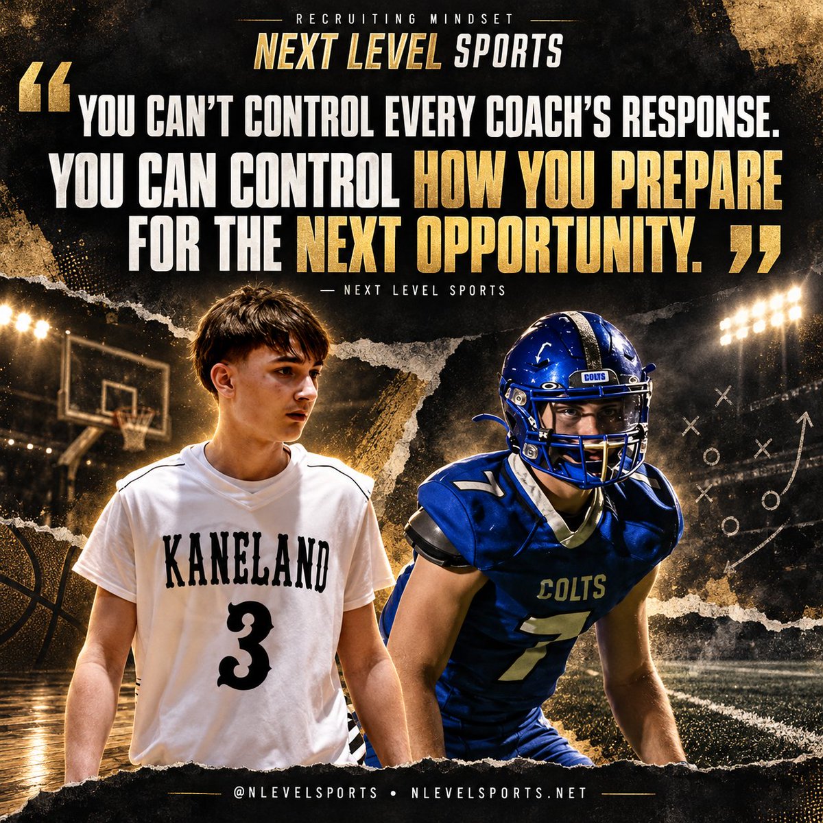 nlevelsports's tweet photo. You can’t control who replies.
You can control who you’re ready for.
“You can’t control every coach’s response.
You can control how you prepare for the next opportunity.”
That’s recruiting.
Film. Follow-up. Grades. Next play.
Save this. Send it to an athlete waiting on a text.
Drop a 🔥 if this is the reminder they needed
@Colin_Murphy3 @JamesLesueur27
@mosesk225 @Uorangemen2
Raise Your Level.
Next Level Sports
#NextLevelSports #RecruitingMindset #CFBRecruiting #CBBRecruiting #ClassOf2027 #ClassOf2029