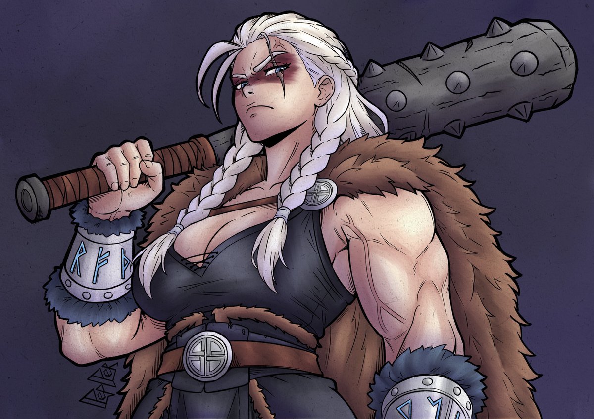 Pepperofdiamond's tweet photo. Second drawing, which is twice what I planned to post! I think I'll stop numbering them now. This giant lady is Eyra. She strikes terror into the hearts of her enemies and allies equally... mostly because she can rarely tell them apart

#dnd #ttrpg #dnd5e https://t.co/htqsGrH4sO