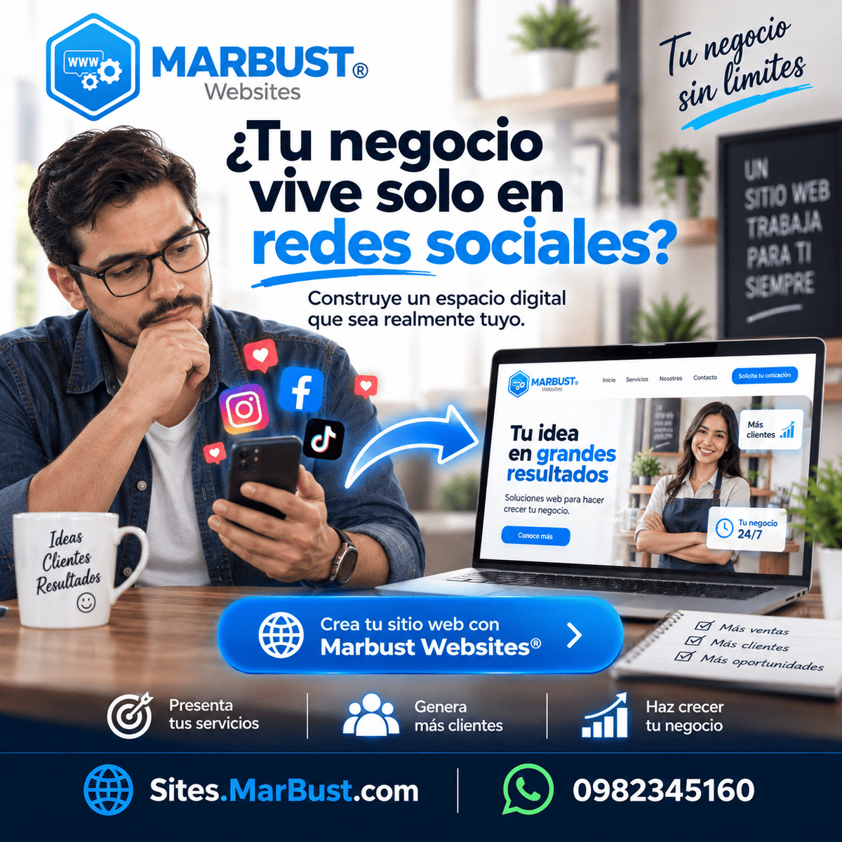 MarbustTech's tweet photo. 📱 ¿Tu negocio vive solo en redes sociales?

Construye un espacio digital realmente tuyo. 🌐

💻 Presenta tus servicios
🤝 Conecta con clientes
📈 Haz crecer tu negocio
Marbust Websites®
🌐 https://t.co/LzdNCrEN3e
#DiseñoWeb #Emprendedores #Ecuador https://t.co/z4DfH76cCs