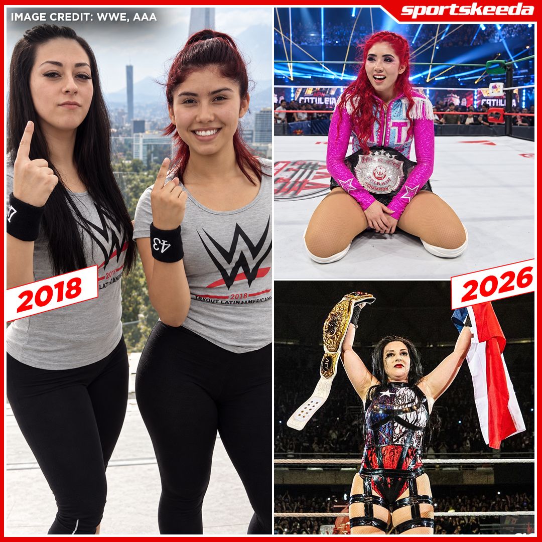 SKWrestling_'s tweet photo. From being together in the 2018 tryouts to becoming the top champions in their respective division in 2026, Stephanie Vaquer and La Catalina have come a long way 🔥❤️

@LaCatalinagar @Steph_Vaquer https://t.co/I7YWhyLKjQ
