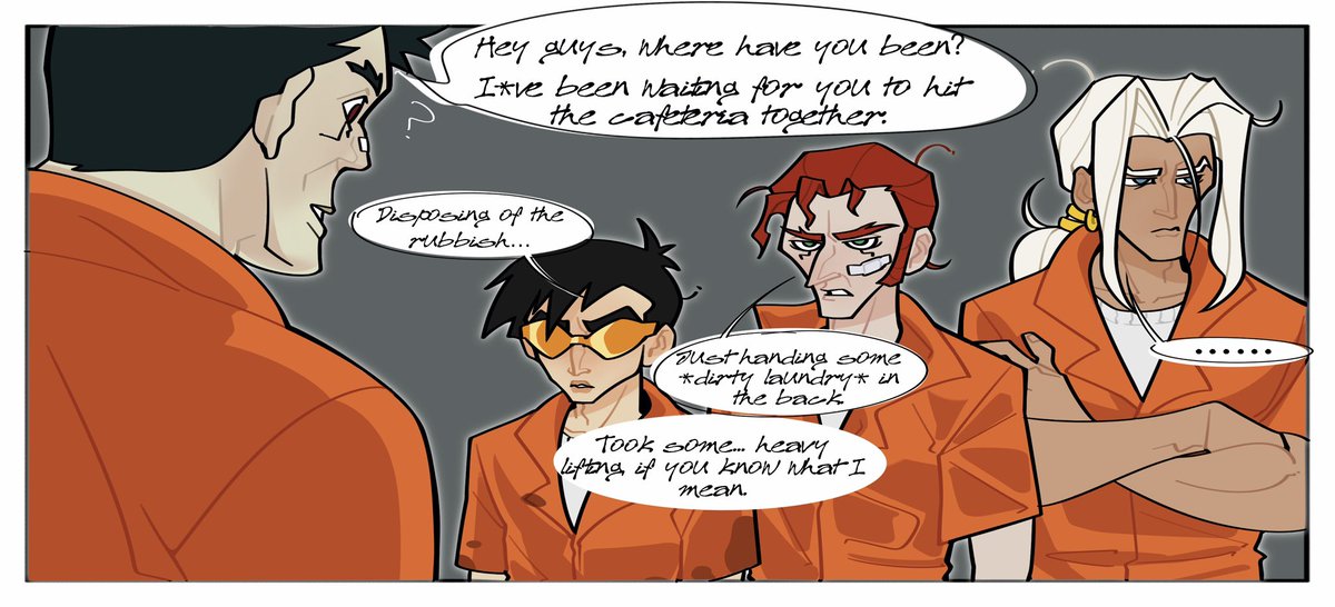shichunyeah's tweet photo. What if the Enforcers actually ended up in prison? 🧡
Valmont, Finn, and Chow reacting to prison life… Who’s surviving first? 👀
#jackiechanadventures #valmont #finn #chow #fanart  #comic #fandom #au #digitalartㅤㅤㅤㅤ https://t.co/SOJmiULeGb